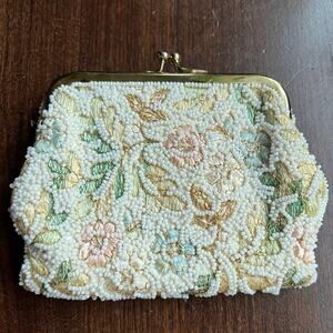 Elegant Floral Beaded Crossbody Bag